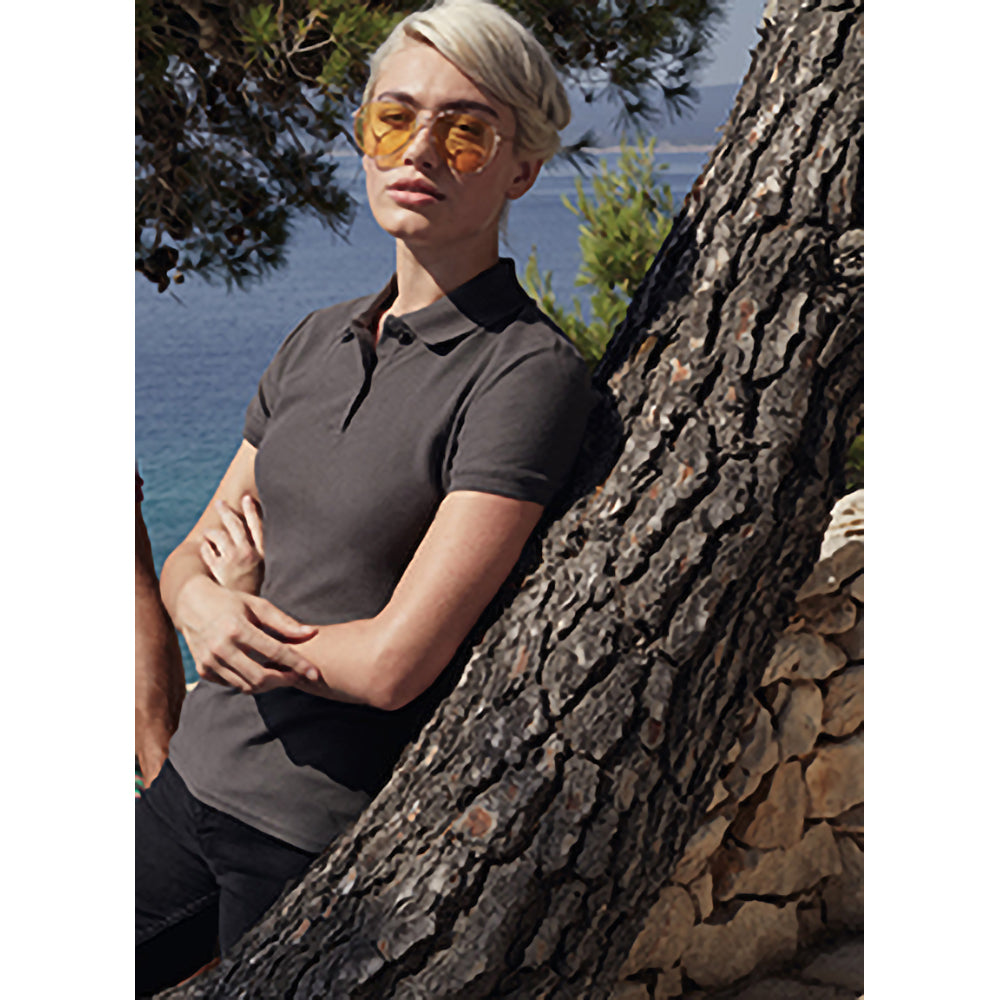 Light Graphite - Side - Fruit Of The Loom Womens-Ladies Premium Fitted Short-Sleeved Polo Shirt