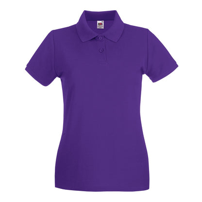 Purple - Front - Fruit Of The Loom Womens-Ladies Premium Fitted Short-Sleeved Polo Shirt