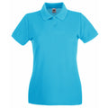 Azure Blue - Front - Fruit Of The Loom Ladies Lady-Fit Premium Short Sleeve Polo Shirt