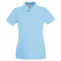 Sky Blue - Front - Fruit Of The Loom Ladies Lady-Fit Premium Short Sleeve Polo Shirt