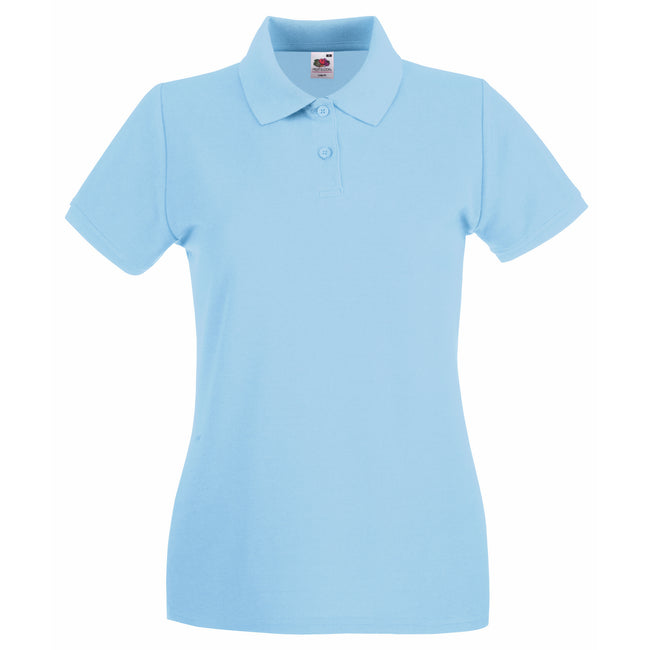 Sky Blue - Front - Fruit of the Loom Womens-Ladies Premium Fitted Short-Sleeved Polo Shirt