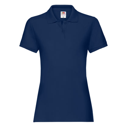 Navy - Front - Fruit Of The Loom Womens-Ladies Premium Fitted Short-Sleeved Polo Shirt