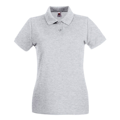 Heather Grey - Front - Fruit Of The Loom Womens-Ladies Premium Fitted Short-Sleeved Polo Shirt