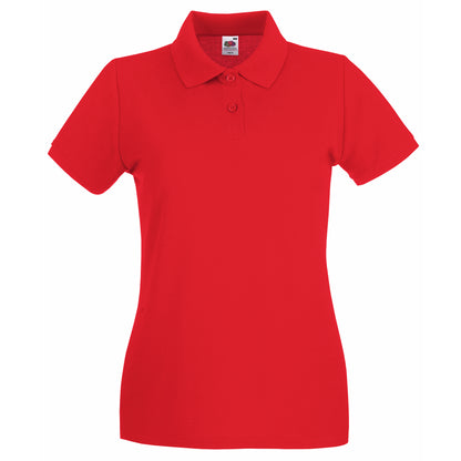 Red - Front - Fruit Of The Loom Womens-Ladies Premium Fitted Short-Sleeved Polo Shirt