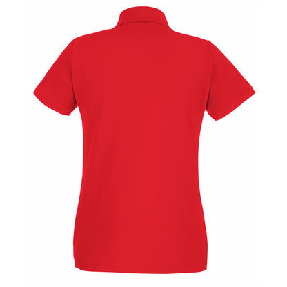 Red - Back - Fruit Of The Loom Womens-Ladies Premium Fitted Short-Sleeved Polo Shirt