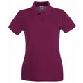 Burgundy - Front - Fruit Of The Loom Ladies Lady-Fit Premium Short Sleeve Polo Shirt