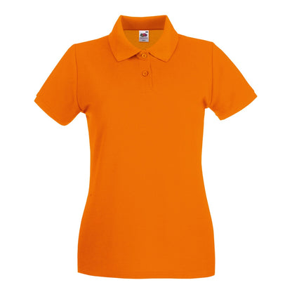 Orange - Front - Fruit Of The Loom Womens-Ladies Premium Fitted Short-Sleeved Polo Shirt