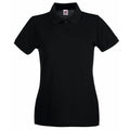 Black - Front - Fruit Of The Loom Ladies Lady-Fit Premium Short Sleeve Polo Shirt
