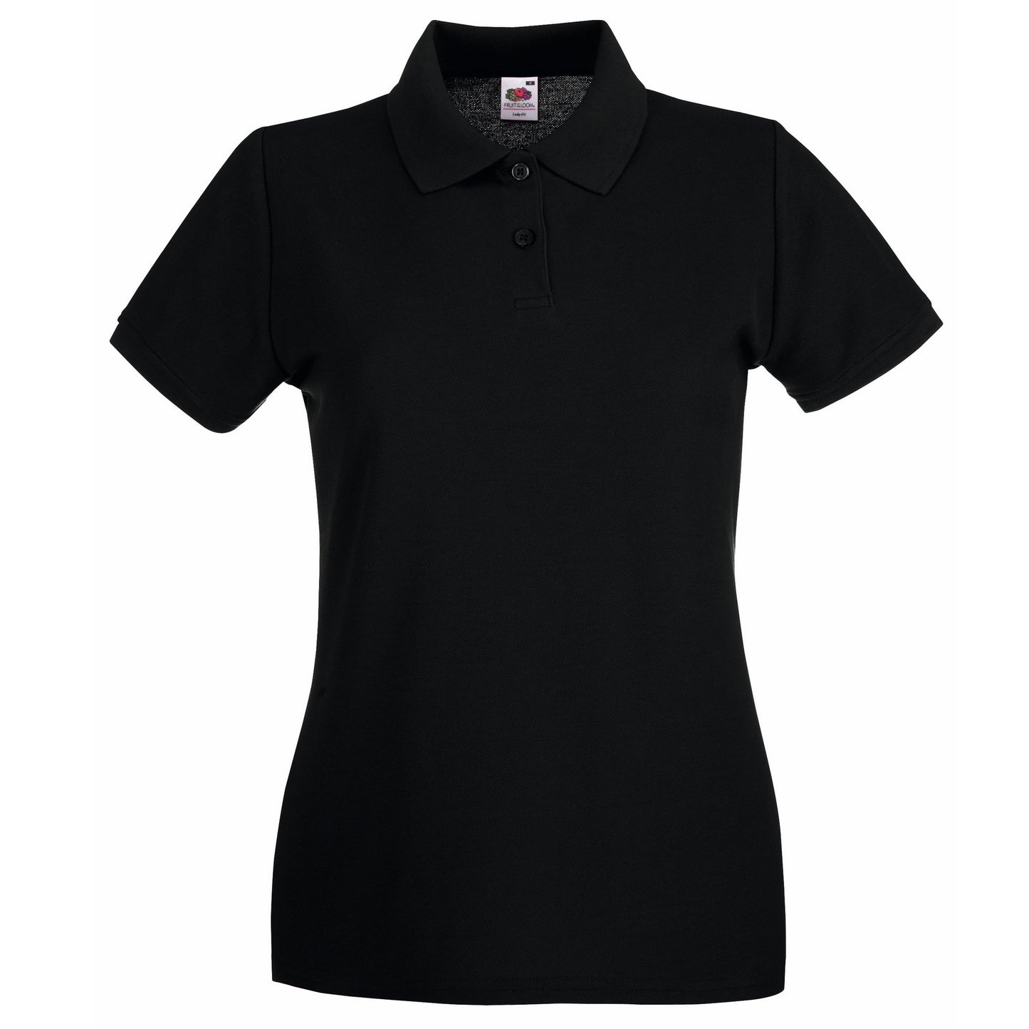 Black - Front - Fruit Of The Loom Womens-Ladies Premium Fitted Short-Sleeved Polo Shirt