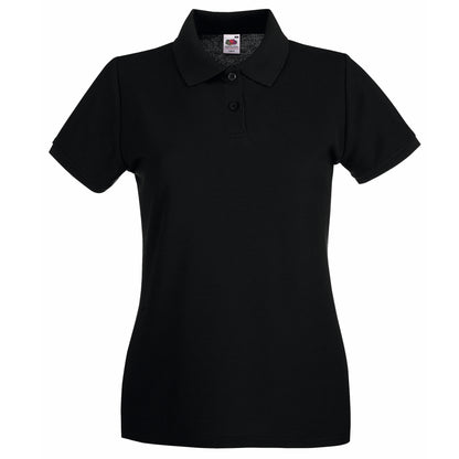 Black - Front - Fruit Of The Loom Womens-Ladies Premium Fitted Short-Sleeved Polo Shirt