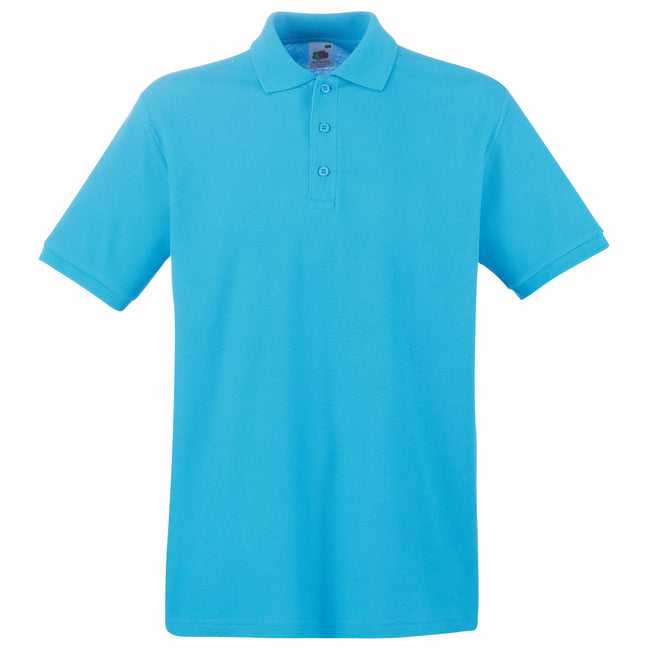 Azure Blue - Front - Fruit Of The Loom Premium Mens Short Sleeve Polo Shirt