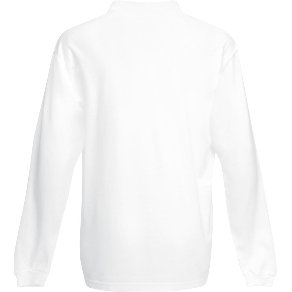 White - Back - Fruit Of The Loom Mens Premium Long Sleeve Polo Shirt