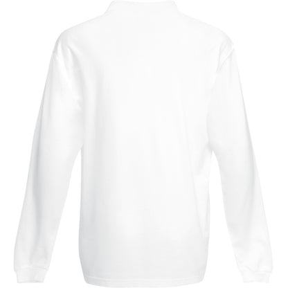 White - Back - Fruit Of The Loom Mens Premium Long Sleeve Polo Shirt