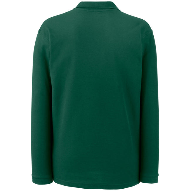 Forest Green - Back - Fruit Of The Loom Mens Premium Long Sleeve Polo Shirt
