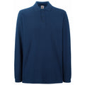 Navy - Front - Fruit Of The Loom Mens Premium Long Sleeve Polo Shirt