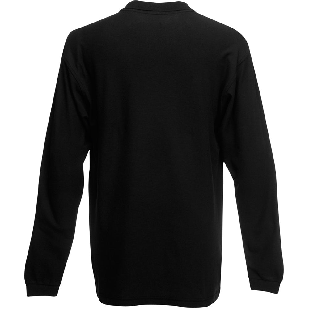 Black - Back - Fruit Of The Loom Mens Premium Long Sleeve Polo Shirt