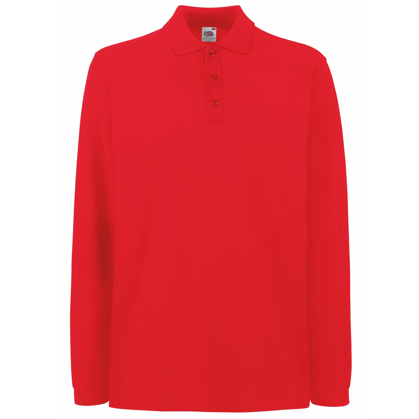 Red - Front - Fruit Of The Loom Mens Premium Long Sleeve Polo Shirt