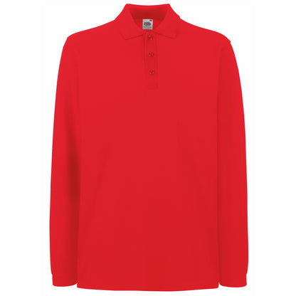 Red - Front - Fruit Of The Loom Mens Premium Long Sleeve Polo Shirt