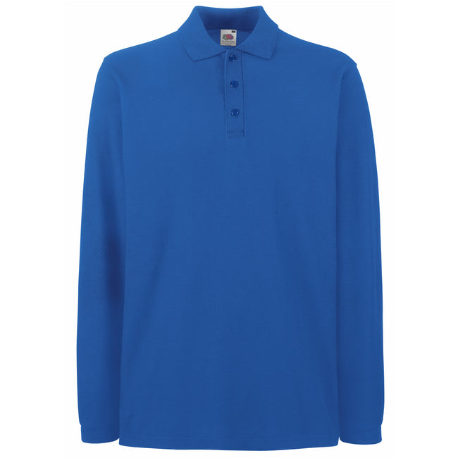 Royal - Front - Fruit Of The Loom Mens Premium Long Sleeve Polo Shirt