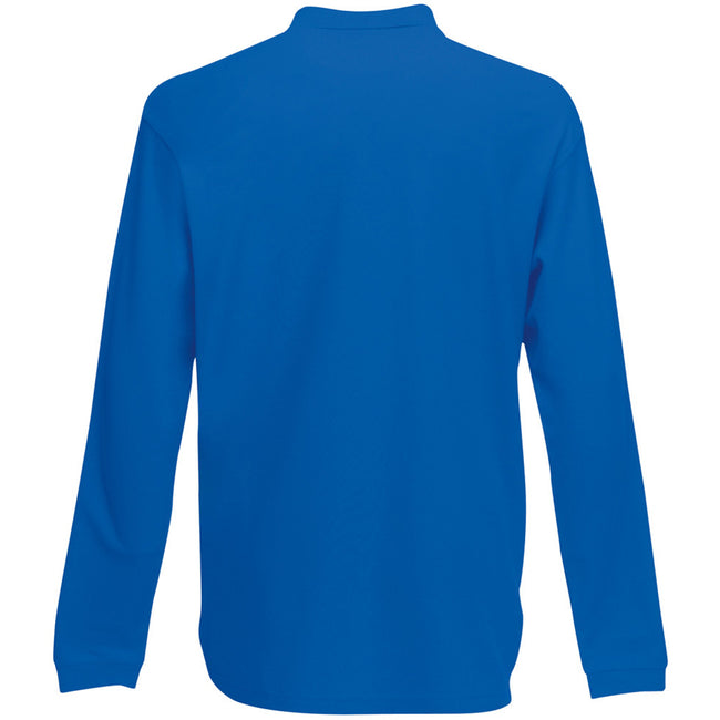 Royal - Back - Fruit Of The Loom Mens Premium Long Sleeve Polo Shirt