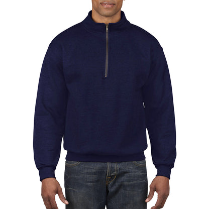 Navy - Back - Gildan Adult Vintage 1-4 Zip Sweatshirt Top