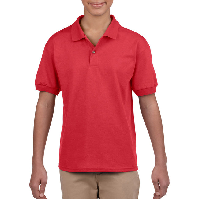 Red - Back - Gildan DryBlend Childrens Unisex Jersey Polo Shirt