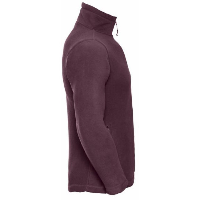 Burgundy - Side - Russell Mens 1-4 Zip Outdoor Fleece Top