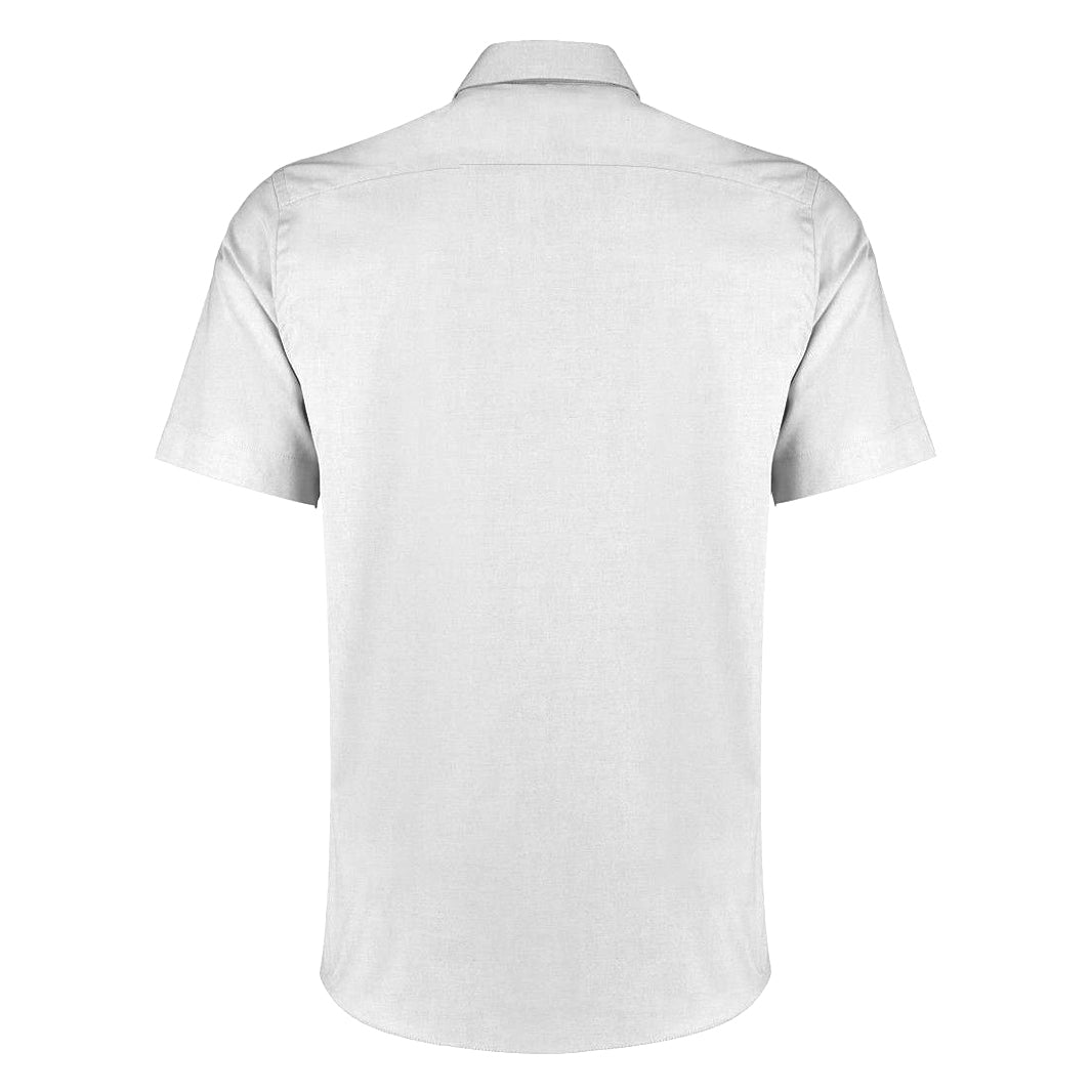 White - Back - Kustom Kit Mens Short Sleeve Tailored Fit Premium Oxford Shirt