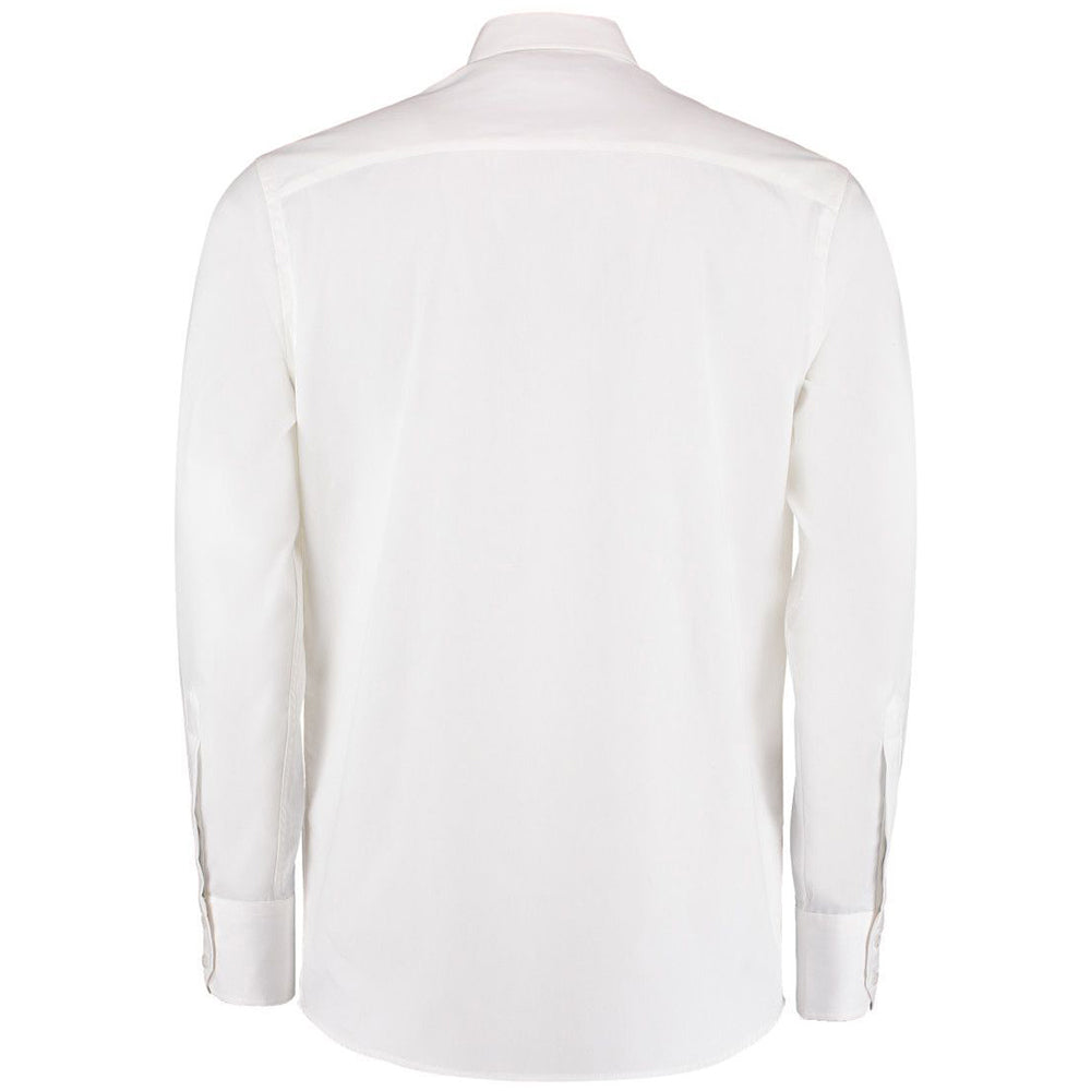 White - Back - Kustom Kit Mens Long Sleeve Tailored Fit Premium Oxford Shirt
