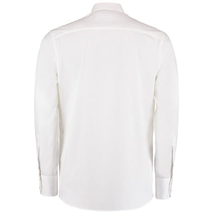 White - Back - Kustom Kit Mens Long Sleeve Tailored Fit Premium Oxford Shirt