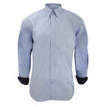 Light Blue-Navy - Front - Kustom Kit Mens Long Sleeve Contrast Premium Oxford Shirt