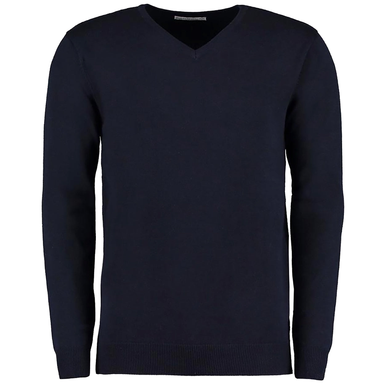 Navy Blue - Front - Kustom Kit Mens Arundel Long Sleeve V-Neck Sweater