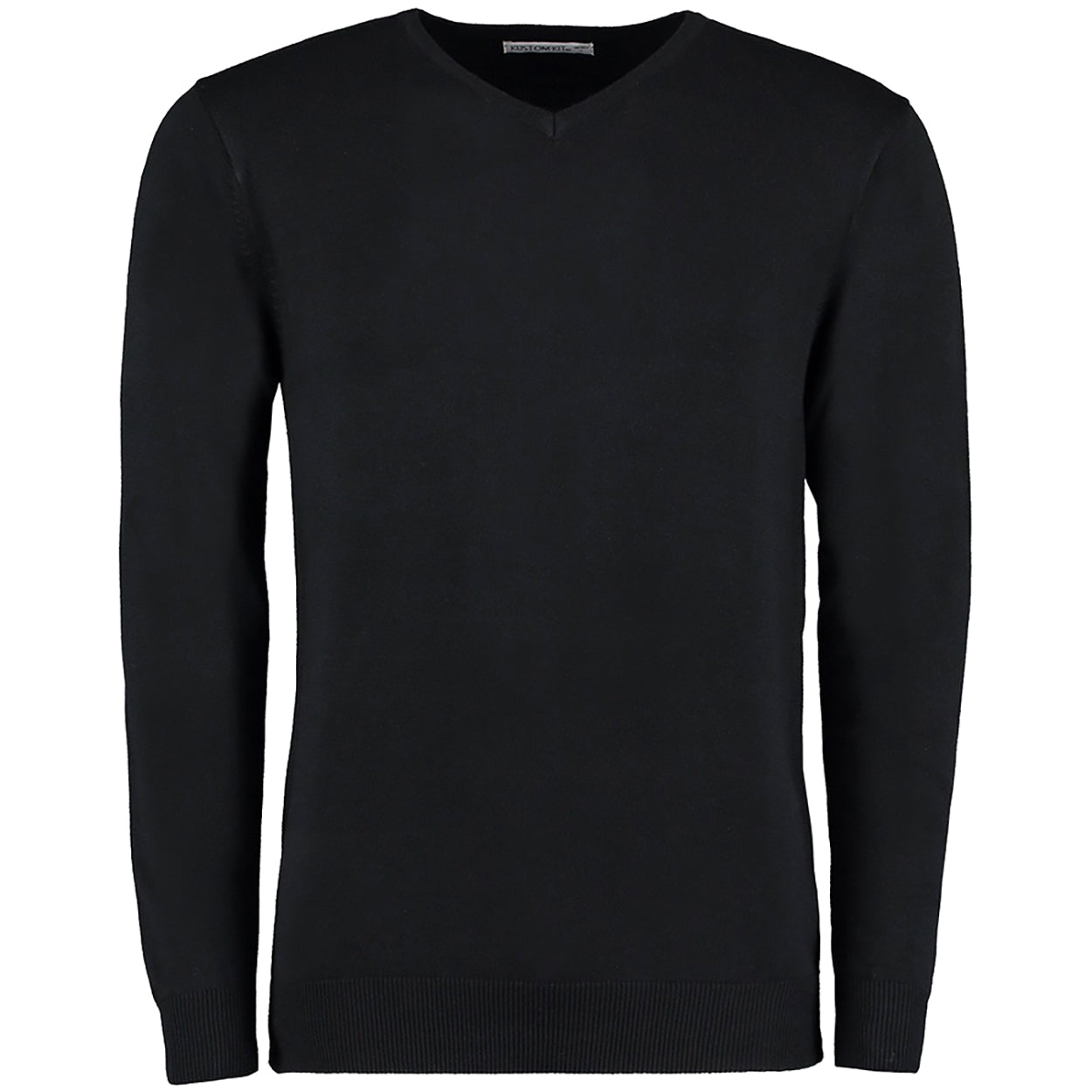 Black - Front - Kustom Kit Mens Arundel Long Sleeve V-Neck Sweater