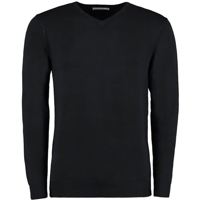 Black - Front - Kustom Kit Mens Arundel Long Sleeve V-Neck Sweater