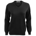 Black - Front - Kustom Kit Ladies Arundel Long Sleeve V-Neck Sweater