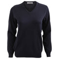 Navy Blue - Front - Kustom Kit Ladies Arundel Long Sleeve V-Neck Sweater