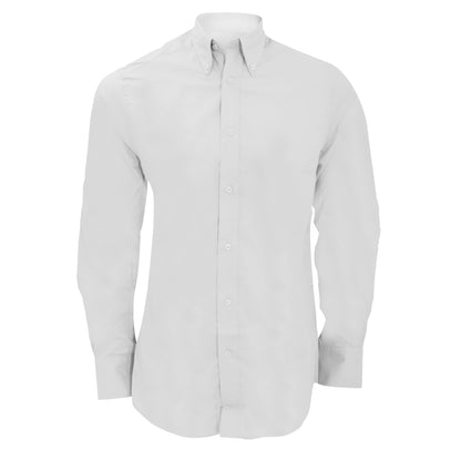 White - Front - Kustom Kit Mens City Long Sleeve Business Shirt