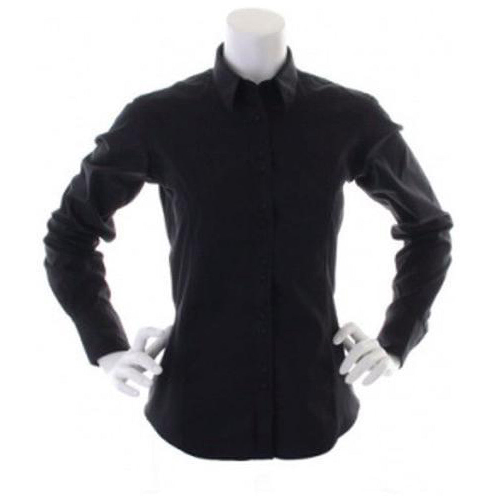 Black - Back - Kustom Kit Ladies City Long Sleeve Blouse