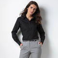 Black - Side - Kustom Kit Ladies City Long Sleeve Blouse