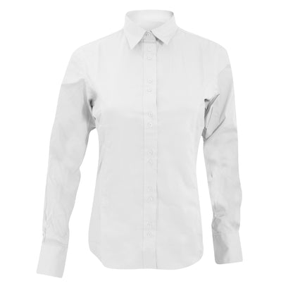 White - Front - Kustom Kit Ladies City Long Sleeve Blouse