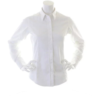 White - Back - Kustom Kit Ladies City Long Sleeve Blouse