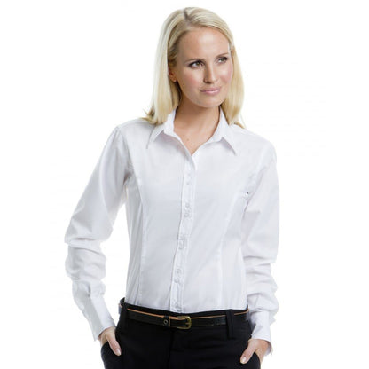 White - Side - Kustom Kit Ladies City Long Sleeve Blouse
