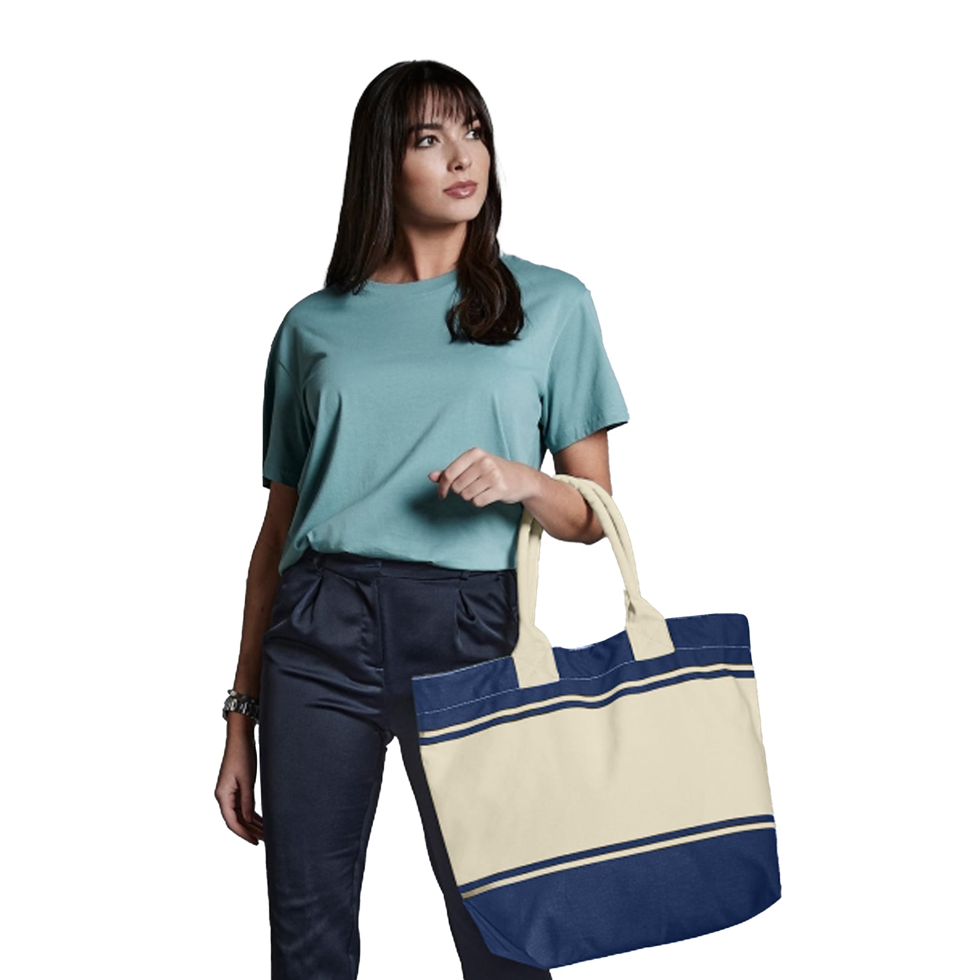French Navy-Off White - Back - Quadra Canvas Deck Bag (24 Litres)