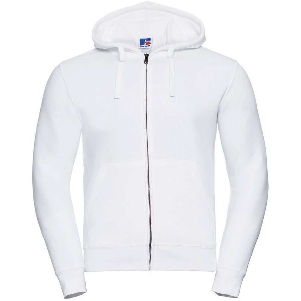 White - Front - Russell Mens Authentic Full Zip Hooded Sweatshirt - Hoodie
