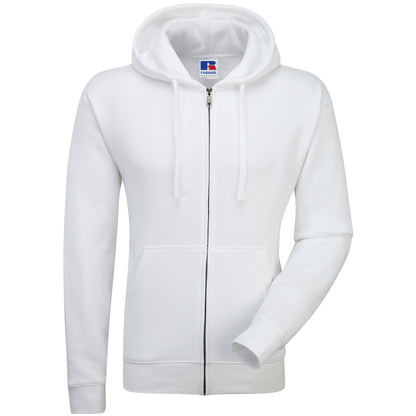 White - Back - Russell Mens Authentic Full Zip Hooded Sweatshirt - Hoodie