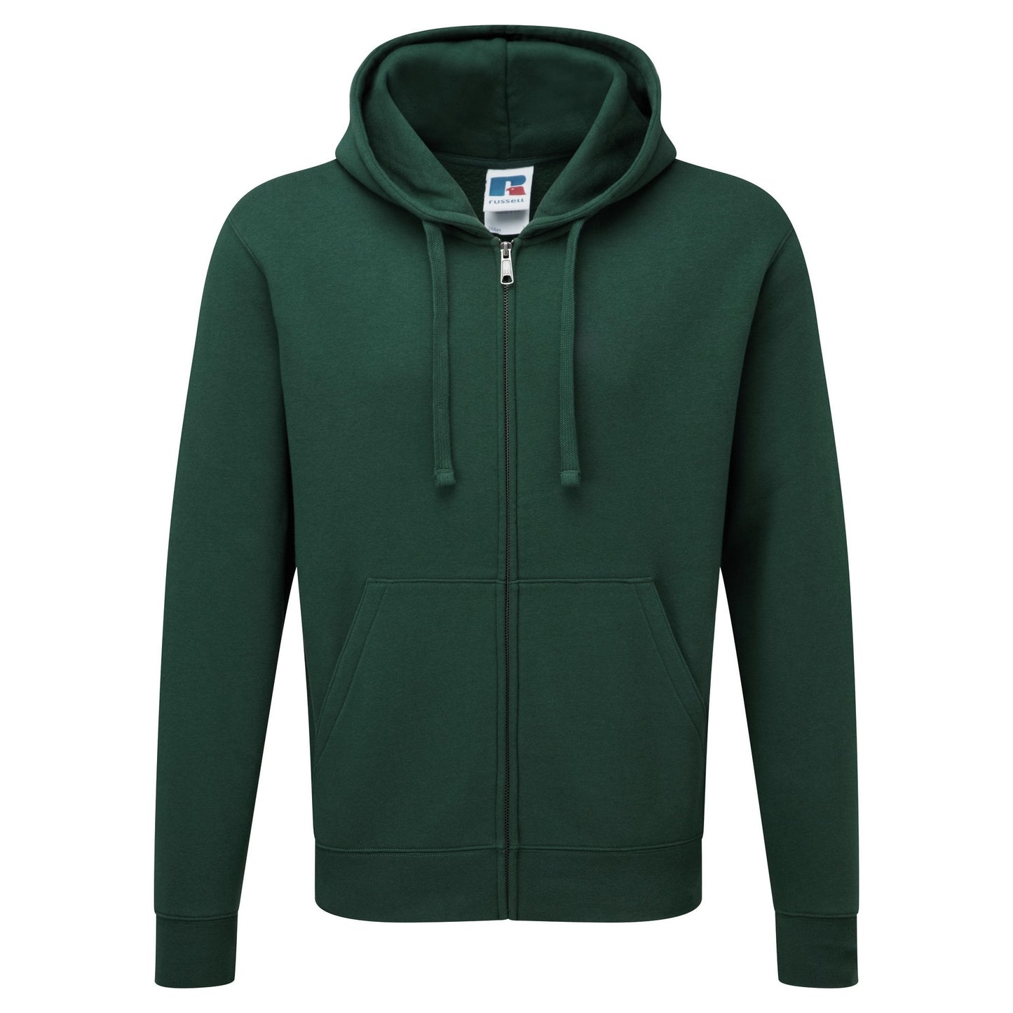 Bottle Green - Front - Russell Mens Authentic Full Zip Hooded Sweatshirt - Hoodie