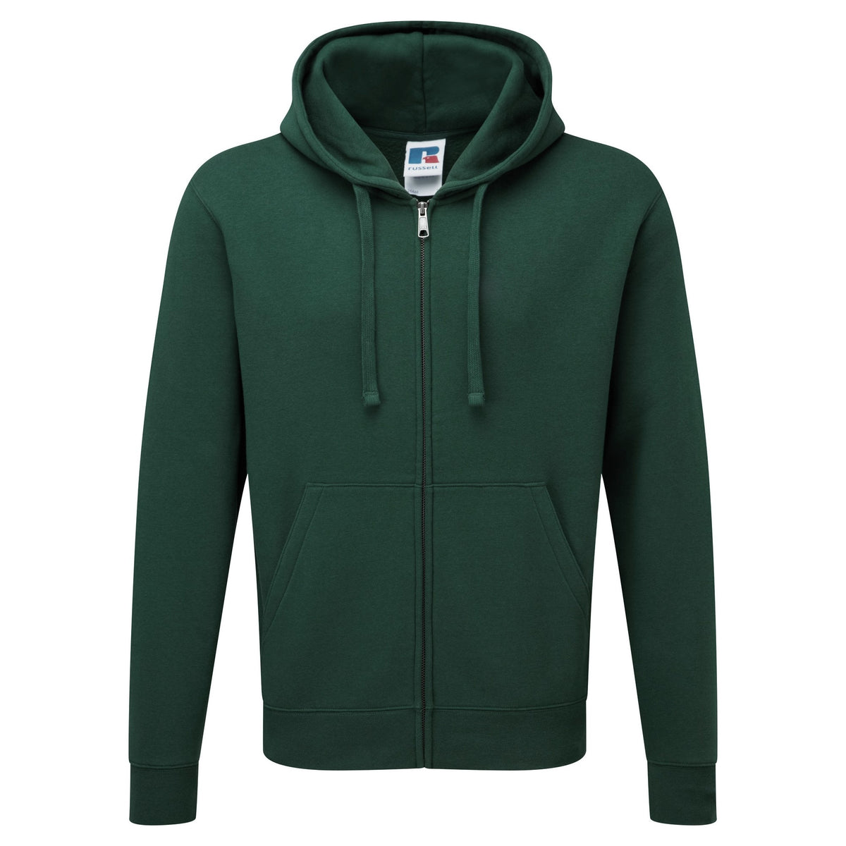 Bottle Green - Front - Russell Mens Authentic Full Zip Hooded Sweatshirt - Hoodie