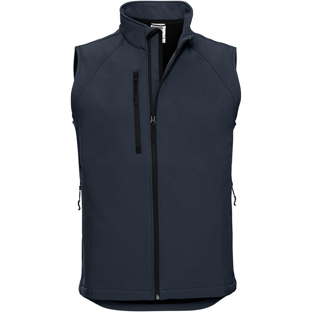 French Navy - Front - Russell Mens 3 Layer Soft Shell Gilet Jacket