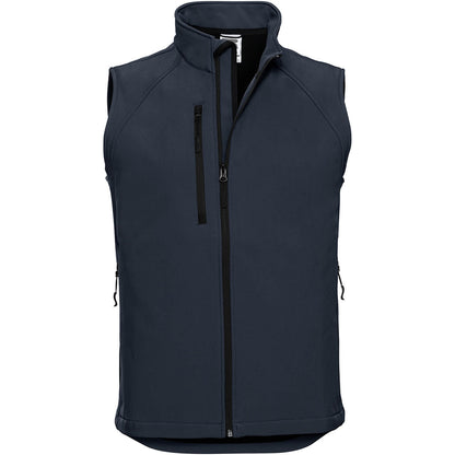 French Navy - Front - Russell Mens 3 Layer Soft Shell Gilet Jacket