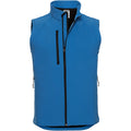 Azure Blue - Pack Shot - Russell Mens 3 Layer Soft Shell Gilet Jacket